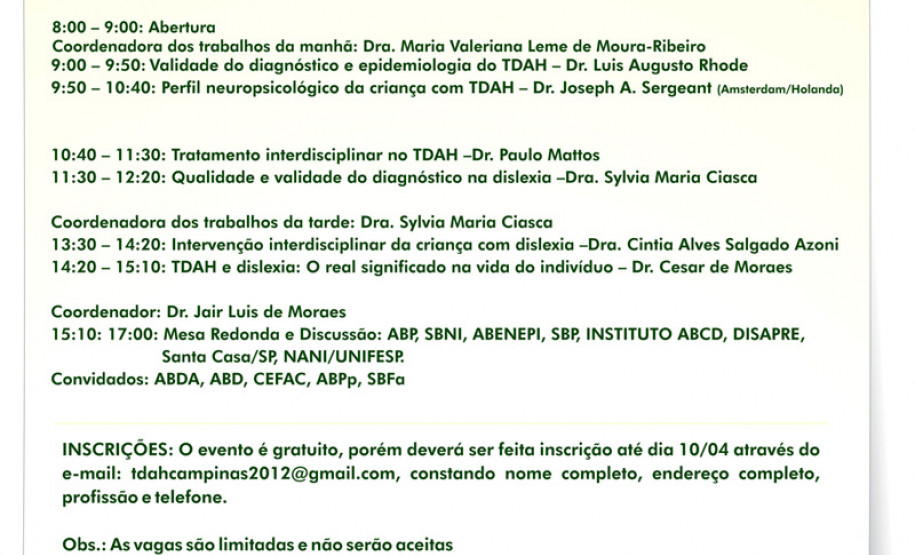 Forum De Dislexia E Tdah Em Abril Na Unicamp Secretaria Da Educacao E Do Esporte