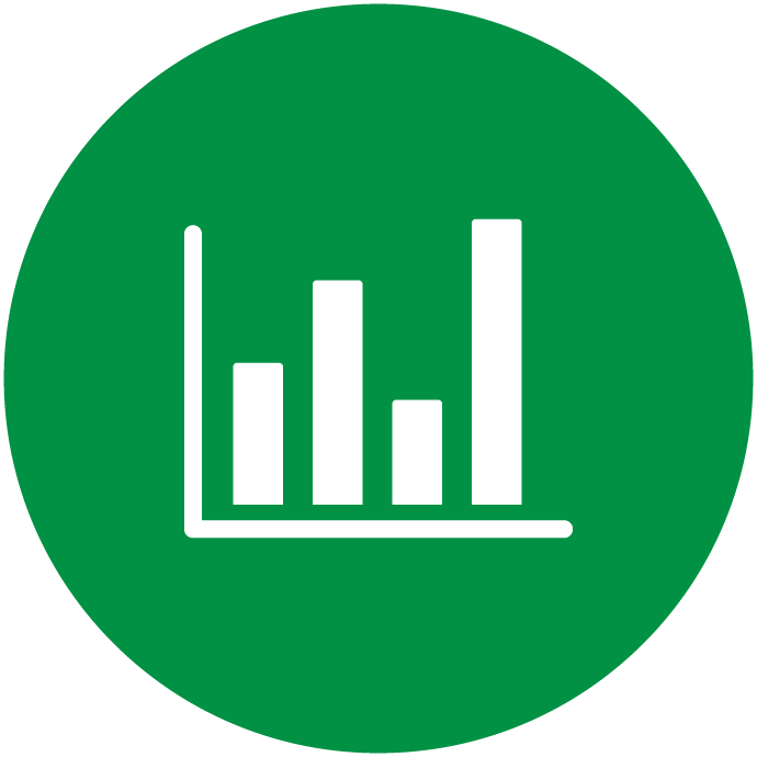 Ícone gráfico de barras. 