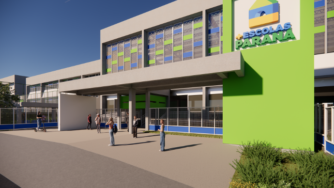 Imagem de fachada de instituião de ensino - Mais Escolas Paraná