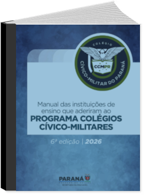 Máscara do manual das instituições de ensino que aderiram ao Programa Colégios Cívico-militares 2026 - 6ª edição