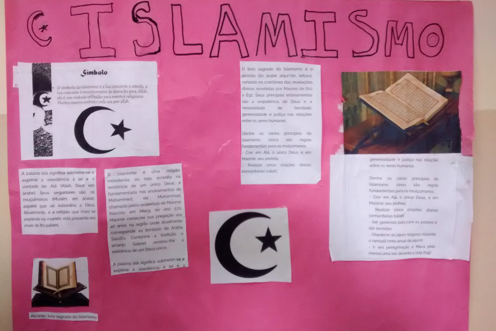 Trabalhos de estudantes do Colégio Estadual Leôncio Correia.