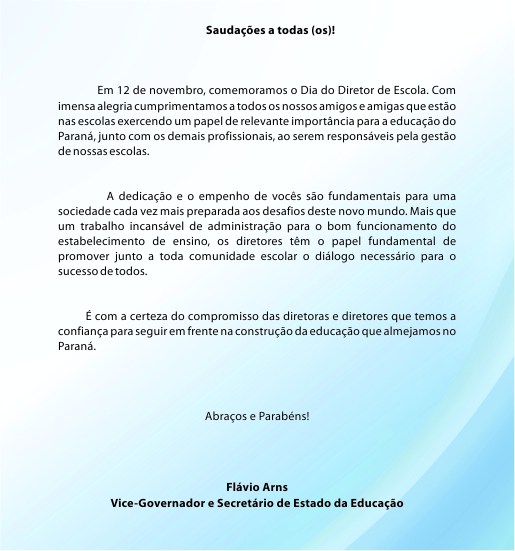 Mensagem aos diretores de escolas