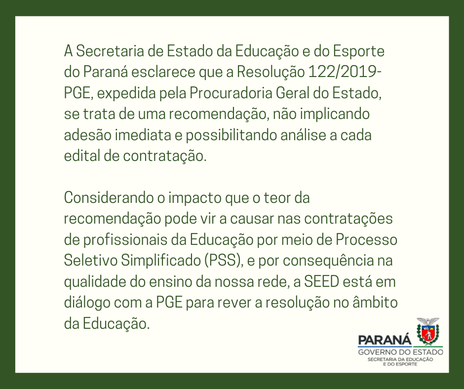 Nota de Esclarecimento PSS