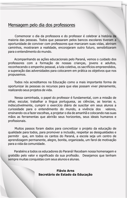 Mensagem pelo dia dos professores