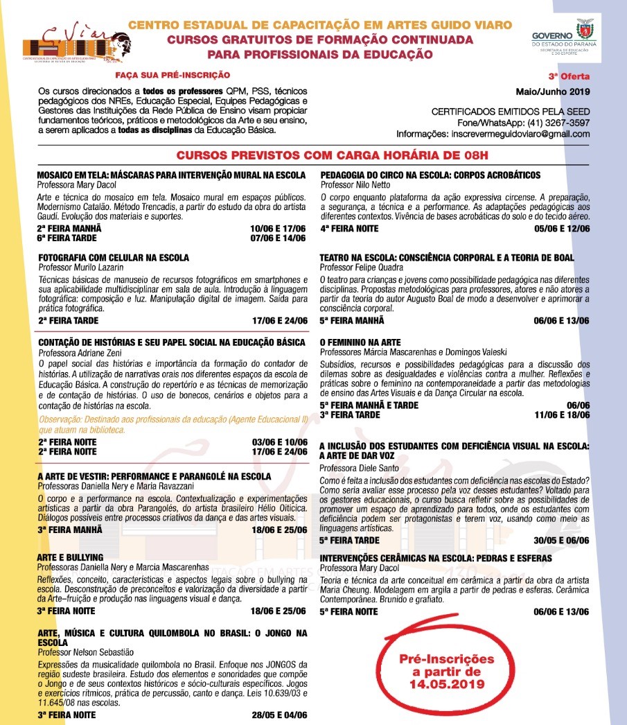 Confira AQUI os demais cursos com duração de oito horas