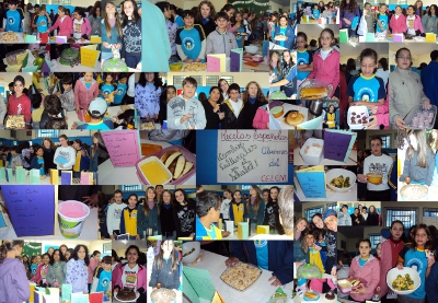 Mosaico com fotos dos alunos do Celem durante o evento