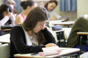 Alunos do terceiro ano do Ensino Médio do Colégio Estadual do Paraná fazendo a prova do Sistema de Avaliação da Educação Básica do Paraná.