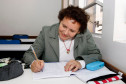 Paraná Alfabetizado, alunos em sala de aula, na foto Maria de Lourdes dos Santos de 50 anos. 31-07-13.