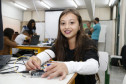 Secretaria Estadual de Educação do Paraná; Alunos do Colégio Estadual Livia Micheleto participão no DPTE de curso de robótica, na foto a aluna Emilly Amanda Erzinger. 27-03-18. Foto: Hedeson Alves