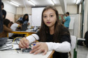 Secretaria Estadual de Educação do Paraná; Alunos do Colégio Estadual Livia Micheleto participão no DPTE de curso de robótica, na foto a aluna Emilly Amanda Erzinger. 27-03-18. Foto: Hedeson Alves