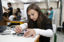 Secretaria Estadual de Educação do Paraná; Alunos do Colégio Estadual Livia Micheleto participão no DPTE de curso de robótica, na foto a aluna Emilly Amanda Erzinger. 27-03-18. Foto: Hedeson Alves
