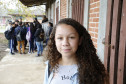 Secretaria Estadual de Educação do Paraná; Feira de profissões no CEEP Newton Freire, na foto a aluna Vitora Maria. 13-06-18. Foto: Hedeson Alves