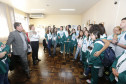 Secretaria Estadual de Educação do Paraná; Alunos da rede estadual que participaram da V Conferência Nacional Infantojuvenil pelo Meio Ambiente visitam a SEED. 19-06-18. Foto: Hedeson Alves