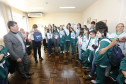 Secretaria Estadual de Educação do Paraná; Alunos da rede estadual que participaram da V Conferência Nacional Infantojuvenil pelo Meio Ambiente visitam a SEED. 19-06-18. Foto: Hedeson Alves