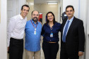 Secretário Renato Feder, diretor Jaques Marcelo Pereira da Escola Estadual São Cristóvão , Chayane Callegalim Rocha e o Presidente do Fundepar José Maria Ferreira,   no início do ano letivo. Curitiba, 14/02/2019 -  Foto: Geraldo Bubniak/ANPr