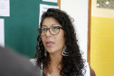 A professora de sociologia, Priscila Matos Drosoek, profere palestra sobre bullying no Colégio Estadual São Cristovão, em São José dos Pinhais. N/F: Priscila Matos Drosoek, professora de sociologia.São José do Pinhais, 10-04-19.Foto: Arnaldo Alves / ANPr.