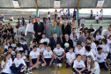 Governador em exercício, Flávio Arns, participa no Colégio Estadual Francisco Zardo, em Curitiba, da retomada das atividades esportivas em contraturno em 208 escolas da rede pública de ensino. 