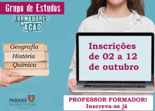 Menina segura computador com o título Inscrições de 2 a 12 de outubro
