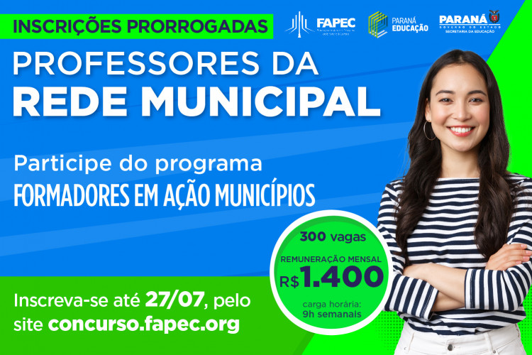 Banner Inscrições Prorrogadas Formadores em Ação Municípios