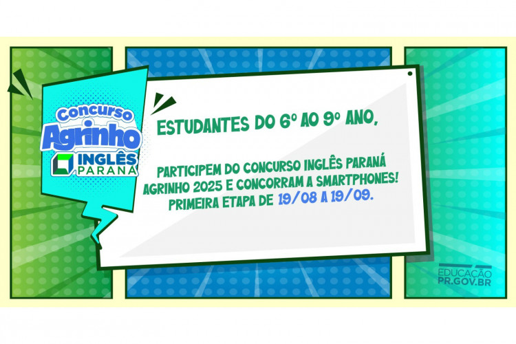 Inglês Paraná Agrinho 2025 abre edital para 500 mil alunos; premiação inclui 258 celulares