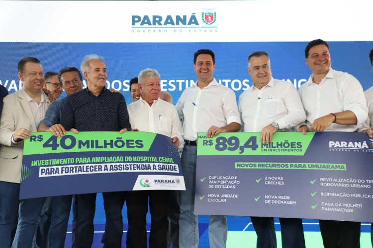 Governador anuncia R$ 90 milhões para escola e obras de infraestrutura em Umuarama