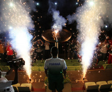 Cerimônia de acendimento da tocha olímpica.