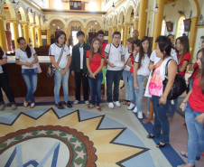 Visita proporcionou oportunidade de aprender com os painéis que ilustram a Catedral – obra do artista plástico Eugênio de Proença Sigaud, pintados na década de 50.