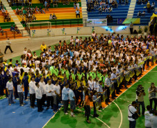 Abertura oficial da segunda etapa dos 60.º Jogos Escolares do Paraná (JEPs), no ginásio de esportes Luiz Augusto Zin. Arapongas , 20/05/2013.  