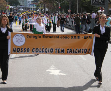 Mais de 1,5 mil alunos de escolas públicas participaram do desfile de 7 de Setembro na Avenida Cândido de Abreu, em Curitiba.<br />
<br />
Veja mais fotos em: <a href=" http://www.flickr.com/photos/flavioarns/sets/72157635424221038/" target="_blank"> http://www.flickr.com/photos/flavioarns</a>