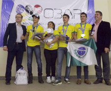 1º lugar: Equipe Agro – SMI: Vitor Araújo, Rafael Raul e Lucas Antônio, orientados pela professora Juliana de Jesus Silva Davi