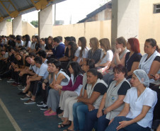 1,2 mil alunos do Colégio Pedro Macedo, em Curitiba, participaram de atividade da Brigada Escolar, coordenada pela Defesa Civil e Corpo de Bombeiros