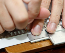 Alunos Luiz Guilherme e Laura Kaiser, da Escola Professor Osni Macedo Saldanha, no Instituto dos Cegos. 24-03-14.