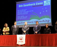 Governador em exercício Flávio Arns, participa da abertura da 9º Convenção Internacional do Southern Cone TESOL, no auditório da Pontifícia Universidade Católica. Curitiba, 18/07/2011