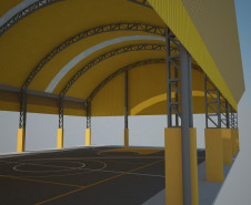 Governo do Paraná começou a construção de sete novas quadras poliesportivas cobertas em escolas de Curitiba. Obras devem ficar prontas em 2015.