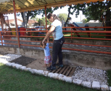 Plantas aromáticas e pista tátil oferecem novas experiências aos alunos especiais de escola em Tapejara, Noroeste do Paraná.