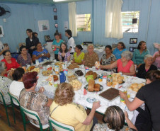 Alunos da Escola Estadual Prefeito Djalma Johnsson, de Colombo, na Região Metropolitana de Curitiba, fizeram na manhã desta quinta-feira (13) uma homenagem aos idosos da comunidade. A ação é de um projeto interdisciplinar de resgate da memória histórica e reconhecimento do idoso como agente importante para a formação da sociedade. Participaram 65 alunos do 9º ano.