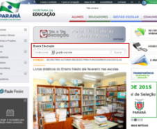 Digite o assunto que deseja buscar na barra destacada na imagem acima, e aperte Buscar.