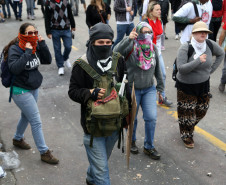 Os confrontos foram causados por militantes black blocs que, infiltrados no movimento, atacaram os soldados da Polícia Militar que protegiam a Assembleia Legislativa.