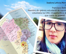  Isadora também dedica boa parte do seu tempo livre a atividades voluntárias. Além de participar de projetos que cuidam de animais abandonados, a estudante desenvolve, há dois anos, atividades de astronomia e cosmologia em escolas da região. “Eu decidi fazer essas palestras porque acho que o conhecimento deve ser transmitido para que as pessoas pensem diferente e sejam críticas”, afirmou a aluna, que também contribui para formular o estatuto do Grêmio Estudantil da escola.