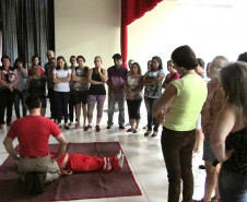 Treinamento do programa Brigadas Escolares - Defesa Civil na Escola realizado no Colégio Estadual Guilherme de Almeida e Colégio Estadual Humberto de Campos, do Núcleo Regional de Educação (NRE) de Francisco Beltrão.