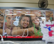 Os estudantes Rayane Silva Bueno, 17 anos, e Diego Modesto Cordeiro, 17 anos, do 3° ano do ensino médio do Colégio Estadual Maria de Lourdes Morozowski, em Paranaguá (no Litoral), ficaram em primeiro lugar na 5º edição da Feira de Inovação das Ciências e Engenharias (Ficiências), na categoria melhor trabalho