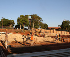 Construção do Centro Estadual de Educação Profissional (CEEP) Laranjeiras do Sul. Obra foi visitada, em setembro, pelo vice-governador e secretário de Estado da Educação, Flávio Arns. A previsão é que o novo prédio escolar seja entregue em julho de 2012 e atenda a 1.260 alunos.