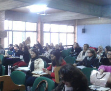 Formação do Caminhos Pedagógicos em Foco realizada com com técnicos dos Núcleos Regionais de Educação em Curitiba, em agosto.