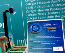 Os estudantes Leandro Ribeiro Farias, 15 anos, e Esley Marcelo dos Santos Borges, 18 anos, do Colégio Estadual Professor Altair da Silva Leme, de Colombo (Região Metropolitana de Curitiba), desenvolveram entre os meses de março e outubro deste ano um projeto científico para produção de energia limpa por meio da captação do vento