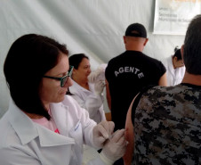 Estudantes do curso técnico em Enfermagem do Colégio Estadual Campo Sales, em Campina Grande do Sul (Região Metropolitana de Curitiba), participam da segunda edição da Semana de Saúde do Trabalhador do Sistema Penitenciário no Complexo Penitenciário de Piraquara, também na região metropolitana.