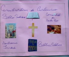 Trabalhos de estudantes do Colégio Estadual Nossa Senhora de Fátima.