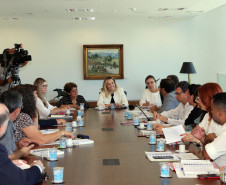 A governadora Cida Borghetti recebeu nesta quarta-feira (11), no Palácio Iguaçu, representantes dos profissionais da Educação e reafirmou a disposição do Governo do Estado para a construção conjunta de soluções para as demandas da rede pública de ensino e para o debate constante com as entidades representativas de classe. “É o momento de reforçar o diálogo, de discutir cada assunto com responsabilidade legal e transparência para a tomada de decisões”, disse.