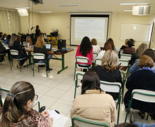 Secretaria Estadual de Educação do Paraná; Caminhos Pedagógicos em Foco no auditório do Colégio Estadual Pedro Macedo, palestras para os pedagogos dos núcleos de educação. 17-04-18. Foto: Hedeson Alves
