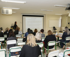 Secretaria Estadual de Educação do Paraná; Caminhos Pedagógicos em Foco no auditório do Colégio Estadual Pedro Macedo, palestras para os pedagogos dos núcleos de educação. 17-04-18. Foto: Hedeson Alves