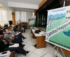 Secretaria Estadual de Educação do Paraná; Caminhos Pedagógicos em Foco no auditório do Colégio Estadual Pedro Macedo, palestras para os pedagogos dos núcleos de educação. 17-04-18. Foto: Hedeson Alves